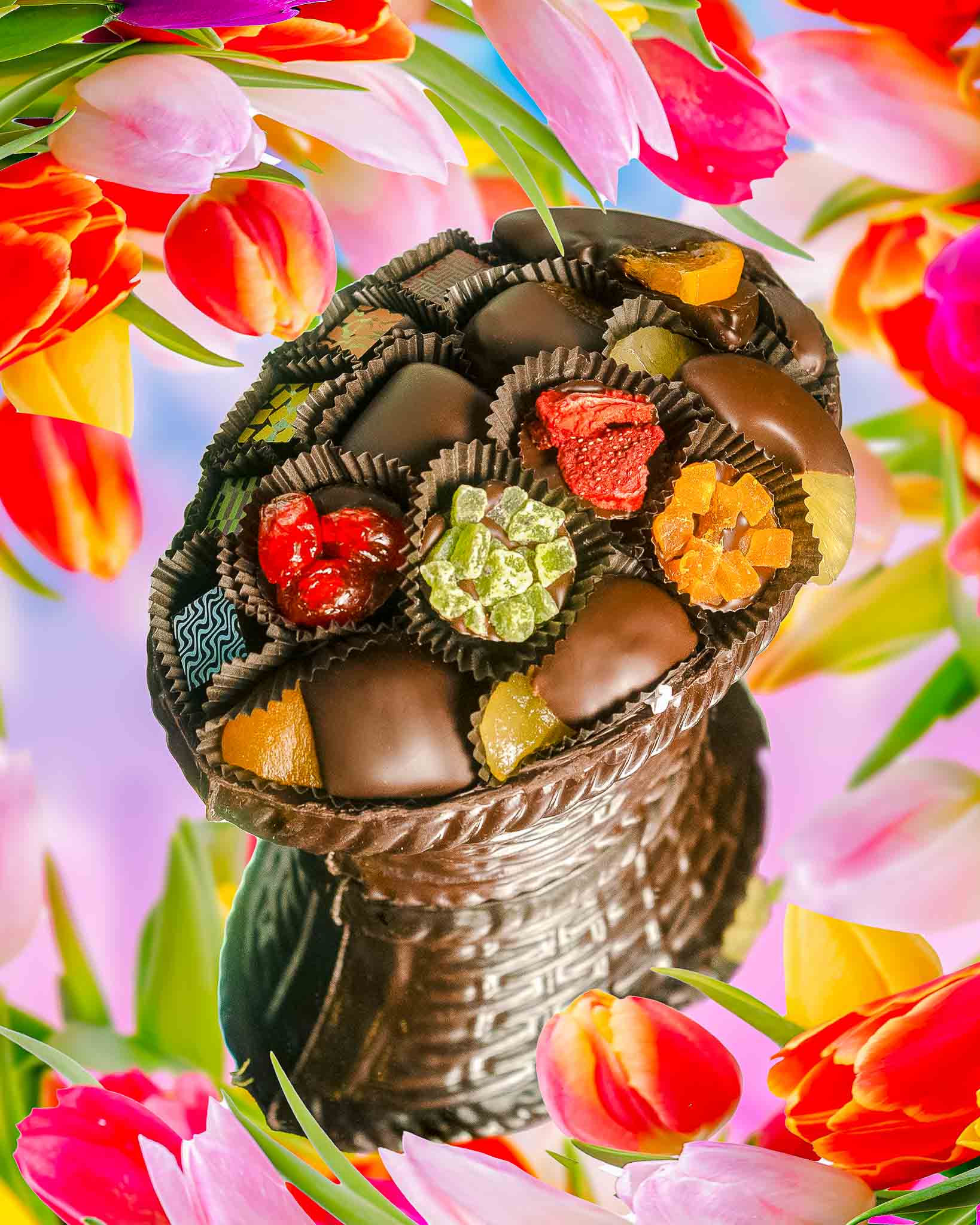 Edible Chocolate Easter Basket - Luxury Dark Chocolate Oval